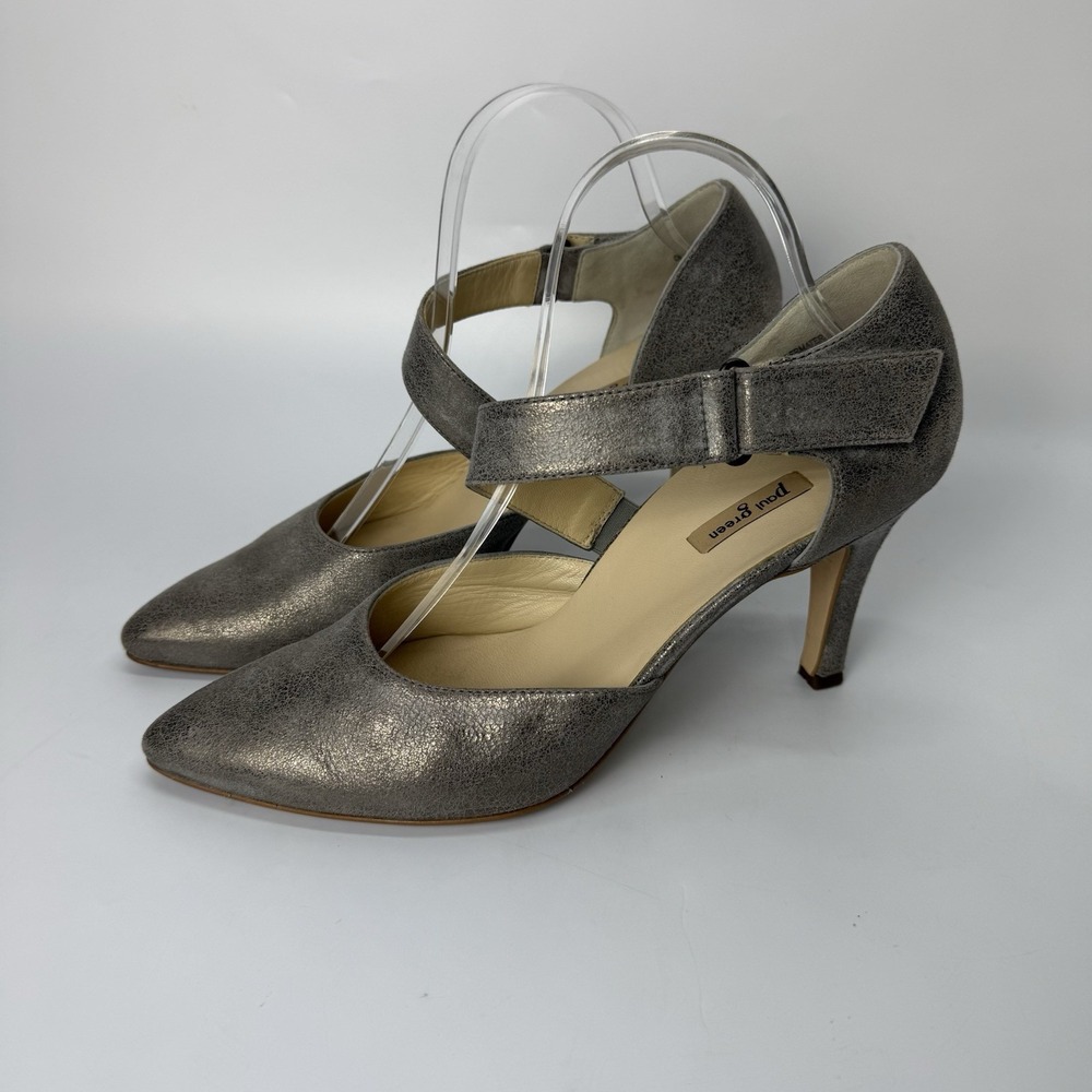 Paul Green Nicki Mary Jane‎ Pump Heels Shoes Womens Size 7.5 US Gold Leather